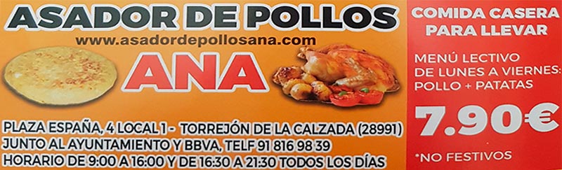 Publicidad fiestas patronales septiembre 2016 asador de pollos Ana